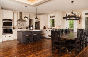 Bowmantree rustic white kitchen cabinets and table