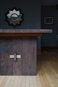 Barnboard farm table detail