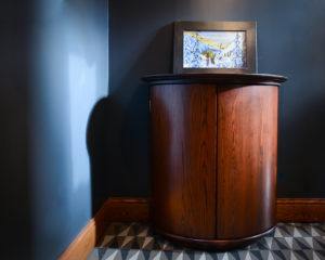 Rounded wooden custom cabinet