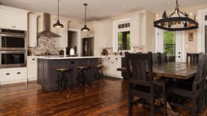 Modern rustic kitchen with white custom Bowmantree cabinets